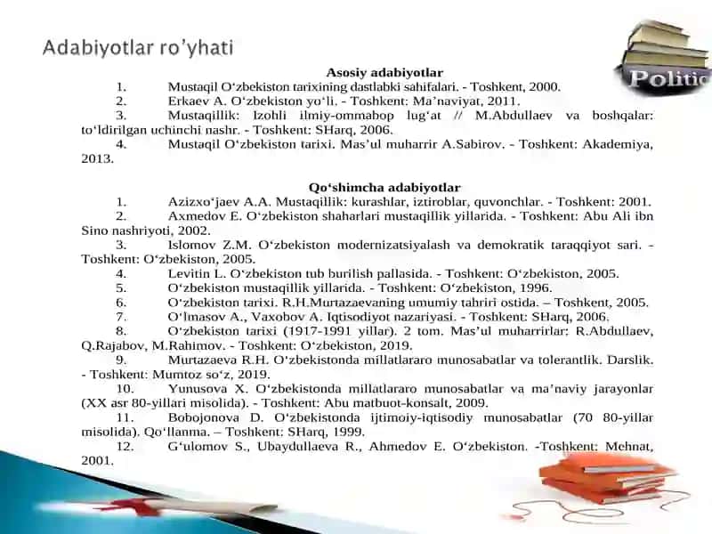 O‘zbekistonda Demokratik, Fuqarolik Jamiyati Asoslarining Shakllanishi, Amalga Oshirilgan Siyosiy Ishlar 2