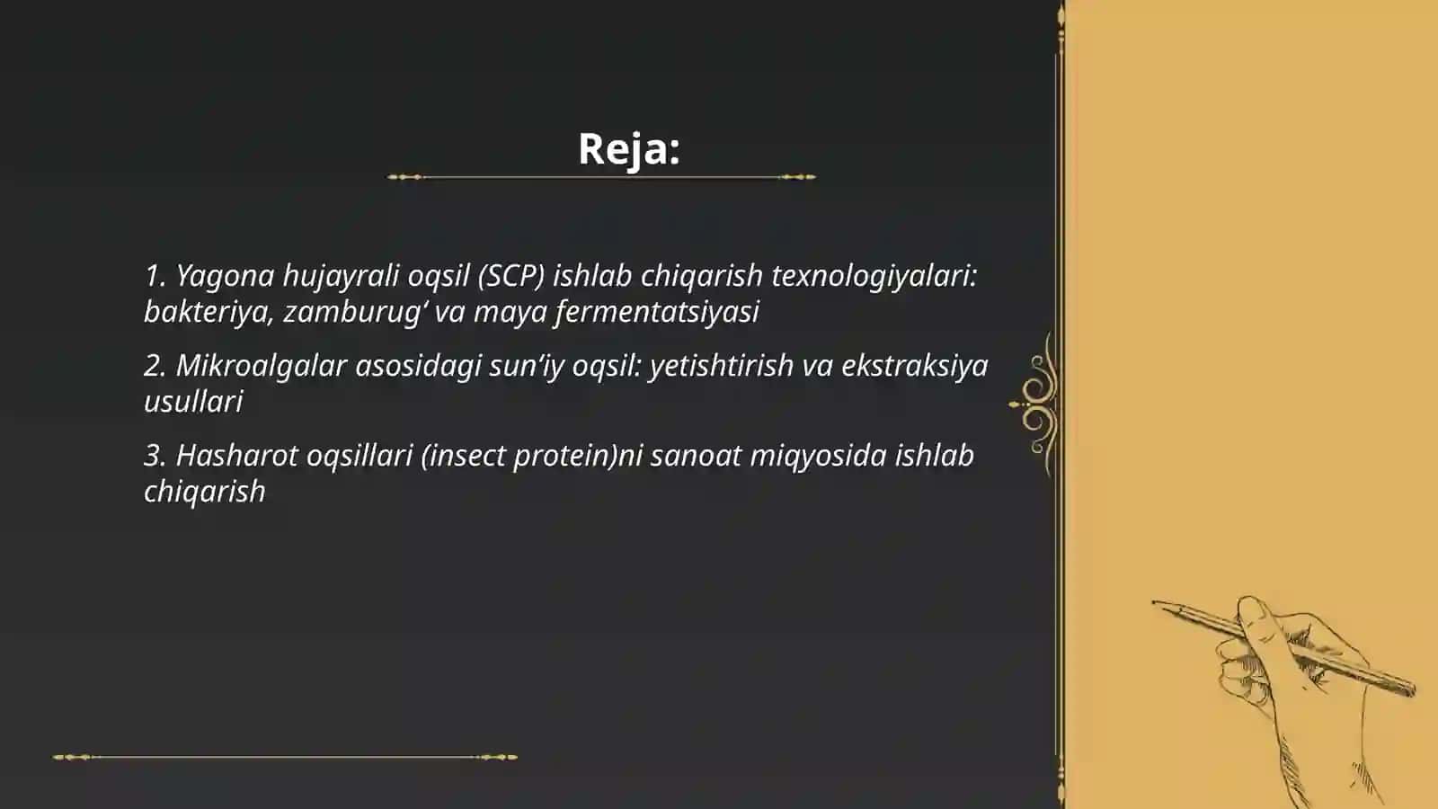 Yagona hujayrali oqsil (SCP) ishlab chiqarish texnologiyalari: bakteriya, zamburugʻ va maya fermentatsiyasi 2