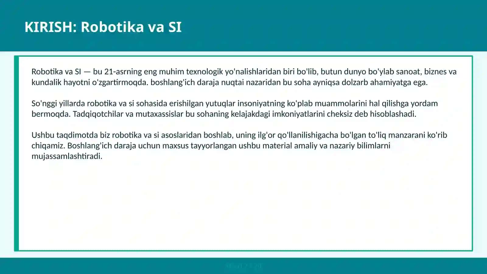 Robotika va SI 2