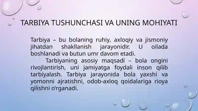Tarbiya tushunchasi va uning mohiyati 2
