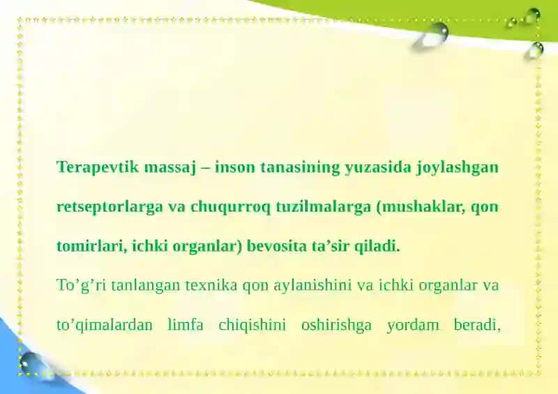 Terapevtik bemorlarni parvarish qilish. Davolash muassasalarini ishini tashkil etish 2