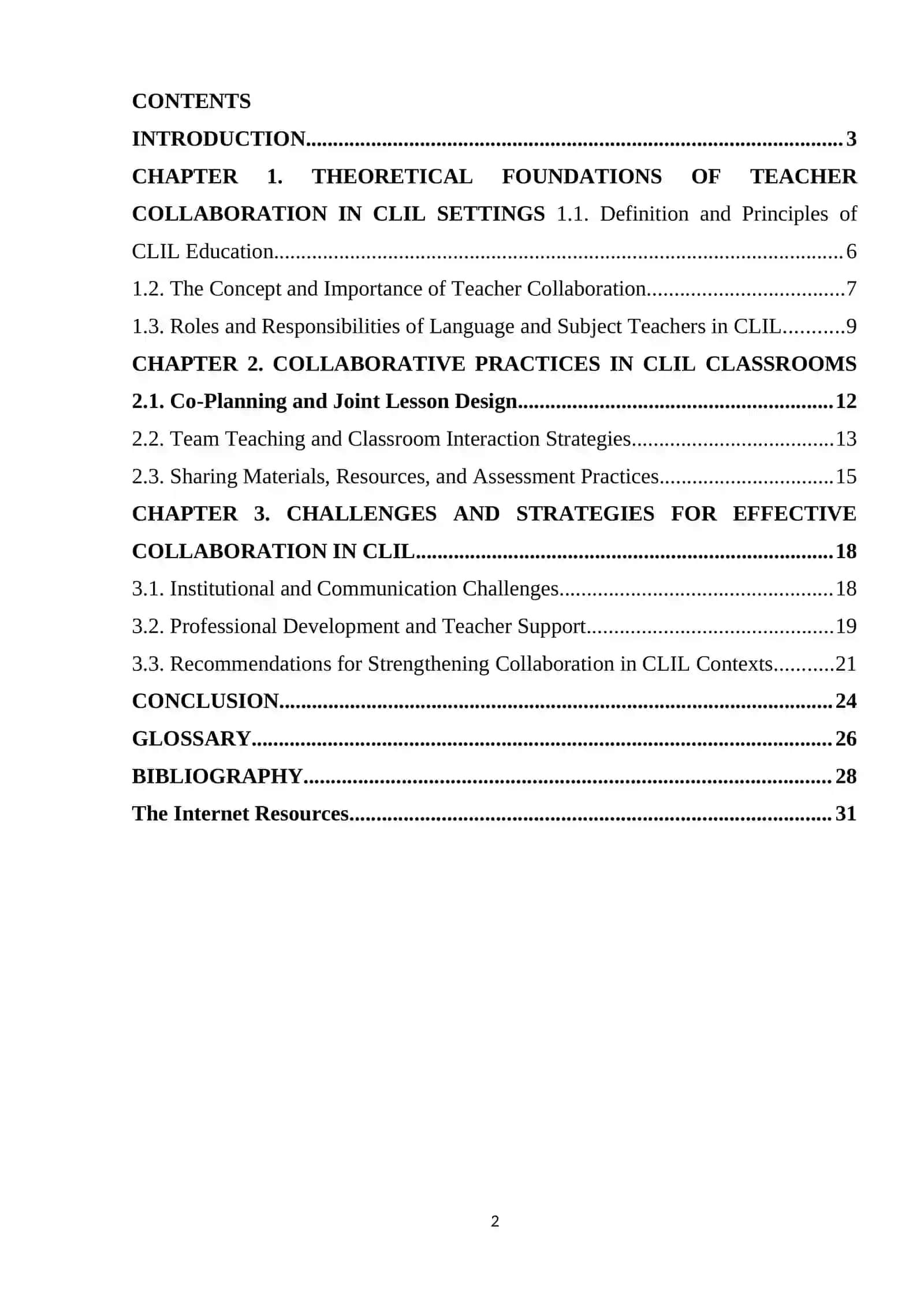 CHAPTER 1. THEORETICAL FOUNDATIONS OF TEACHER COLLABORATION IN CLIL SETTINGS 2