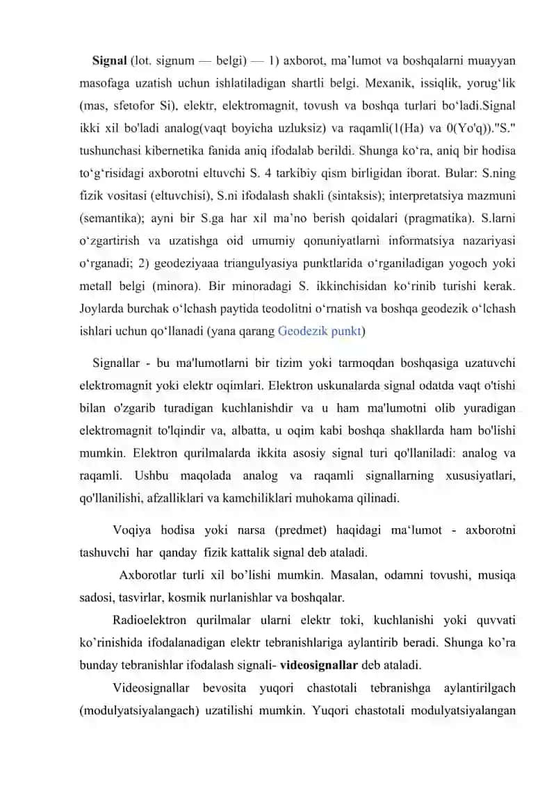 Signallar turlari 2