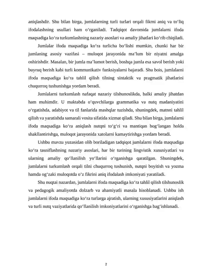 Jumlalarning Ifoda Maqsadiga Ko‘ra Turlari 2