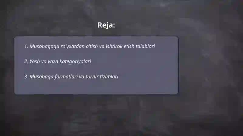 Musobaqa qoidalari va hakamlik qoidalari 2