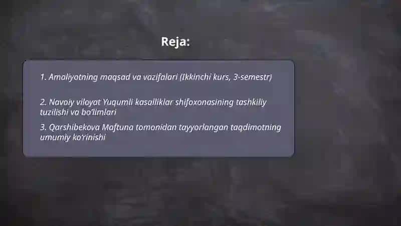 Ikkinchi kurs 3 semestr ishlab chiqarish amaliyoti 2