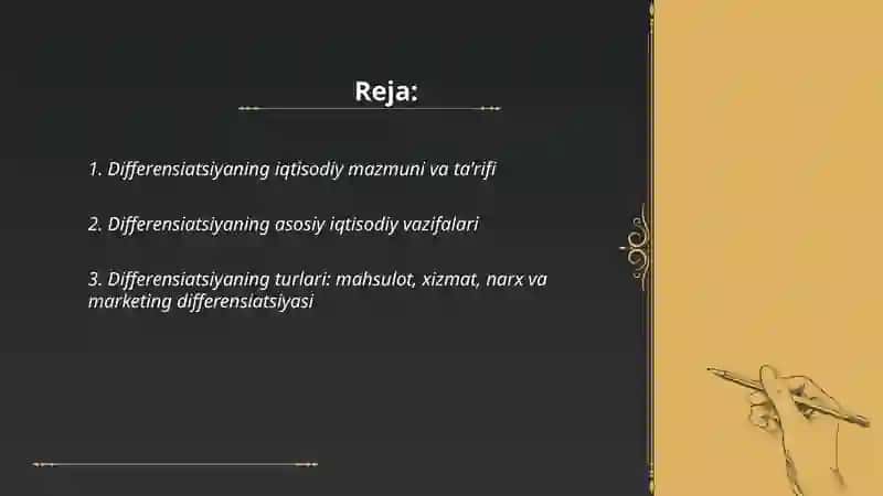 Differensiatsiyaning iqtisodiy mazmuni va xususiyatlari 2