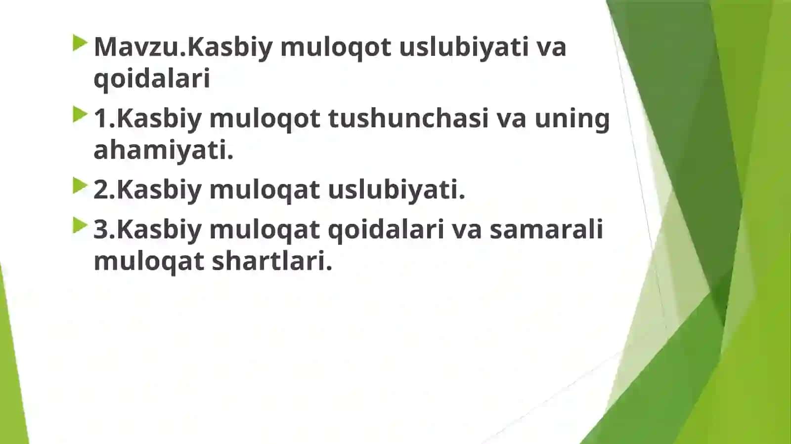 Kasbiy muloqot uslubiyati va qoidalari 2