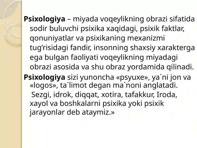 Umumiy Psixologiya fanining predmeti 2