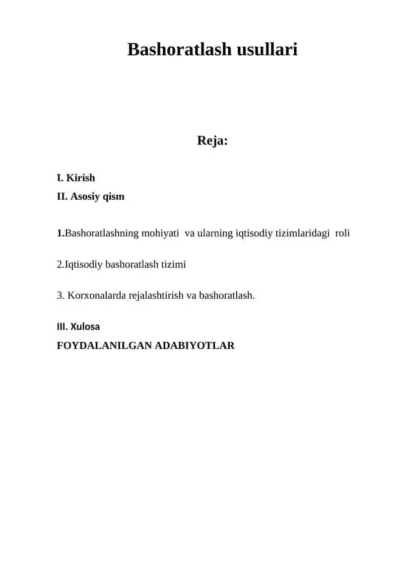 Bashoratlash usullari 2