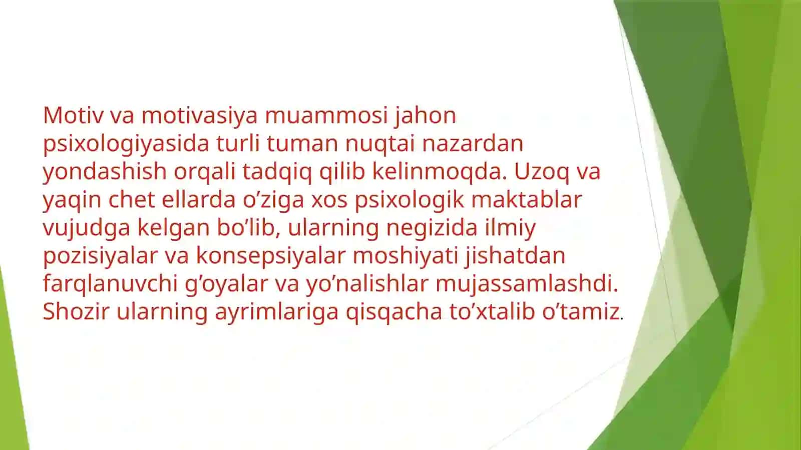 Motivasiya.Motivasiya vamotivlarning nazariy muammolari 2