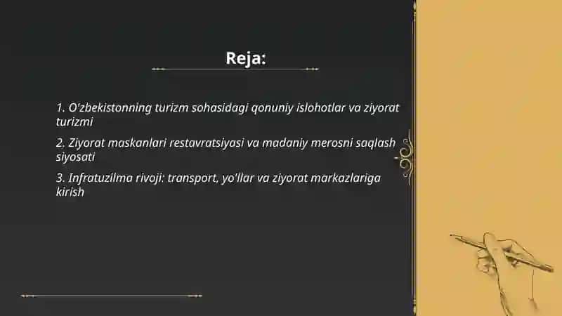 O'zbekistonning turizm tog‘risidagi islohotlari va Ziyorat turizmi rivoji 2