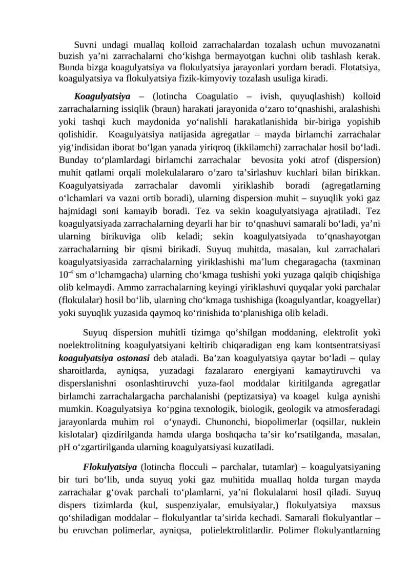 LABORATARIYA ISHI OQOVA SUVLARNI FIZIK-KIMYOVIY USULDA TOZALASH 2