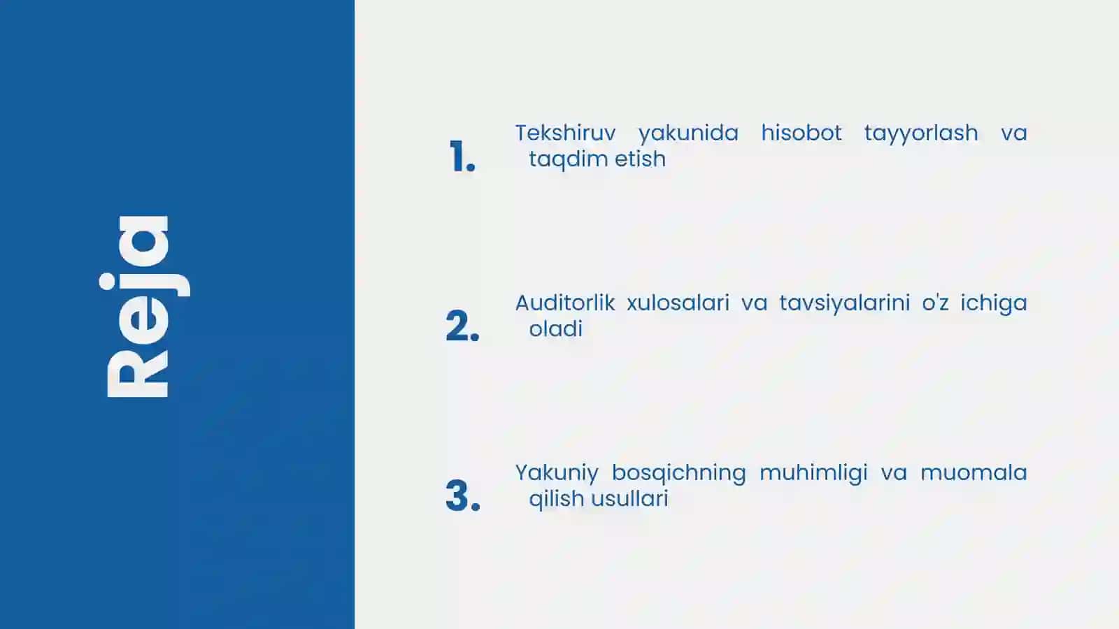 Auditorlik tekshiruvining yakuniy bosqichi 2