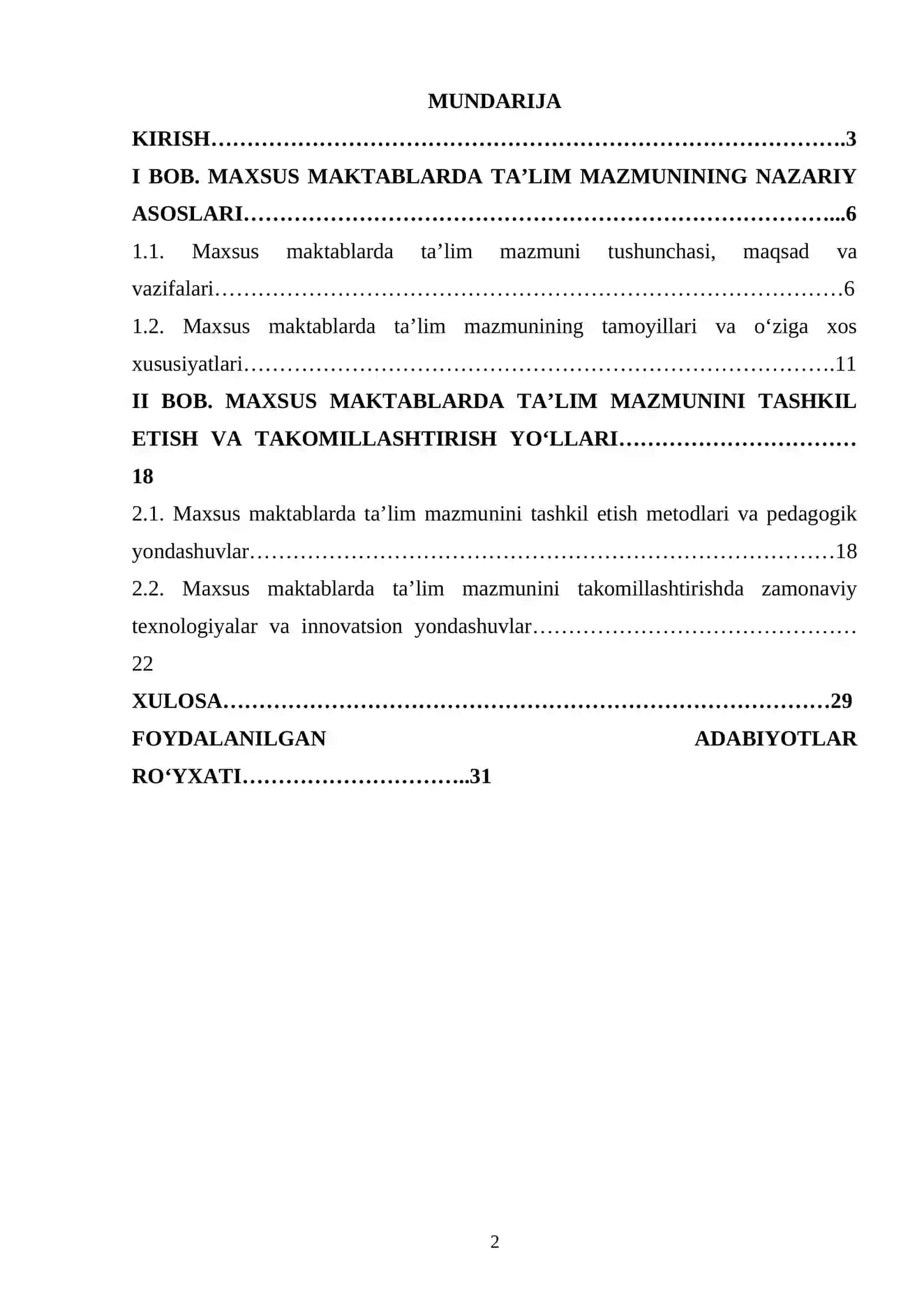MAXSUS MAKTABLARDA TA’LIM MAZMUNI 2