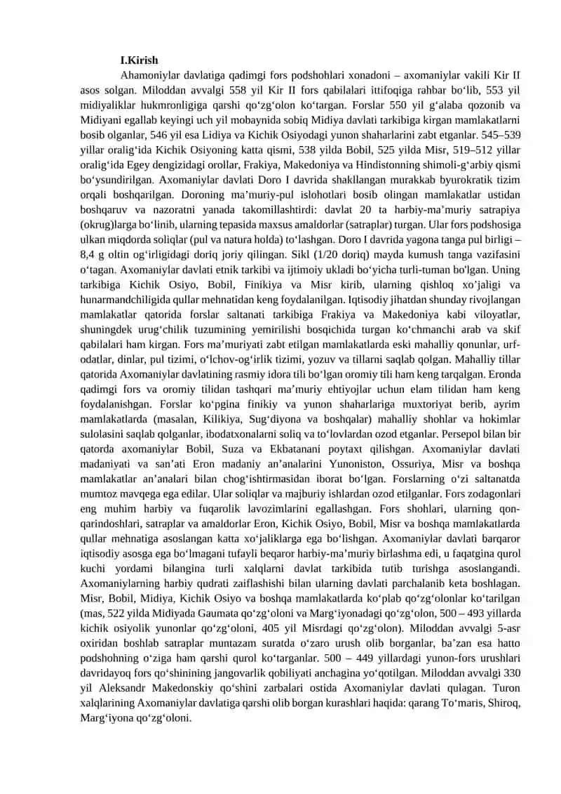 Ahamoniylar davlati va O’rta osiyoni bosib olishi 2