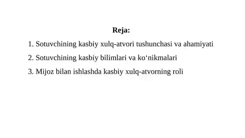 Sotuvchining kasbiy xulq-atvori 2