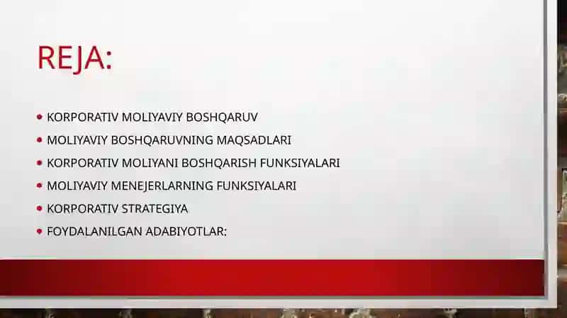 Korporativ moliya va boshqaruv 2