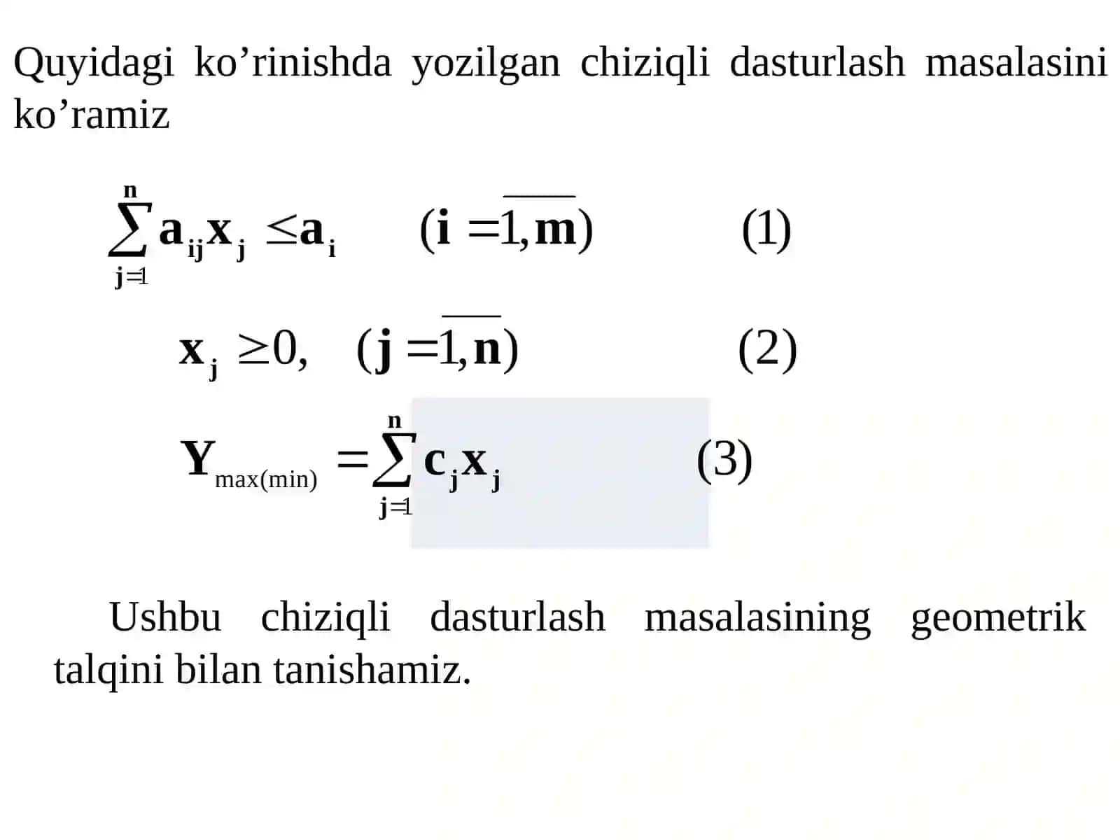 Chiziqli dasturlash masalasining geometrik talqini 2