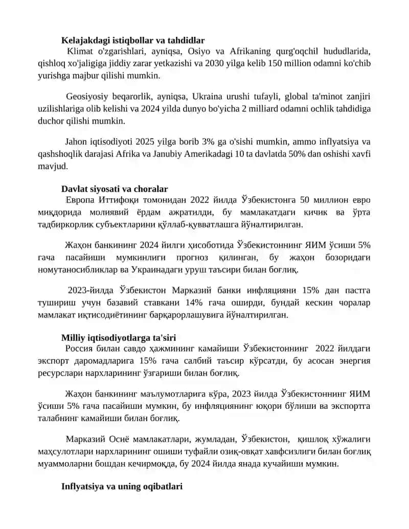 Hozirgi zamoni moliyaviy-iqtisodiy inqirozi mohiyati, kelib chiqish sabablari va oqibatlari 2