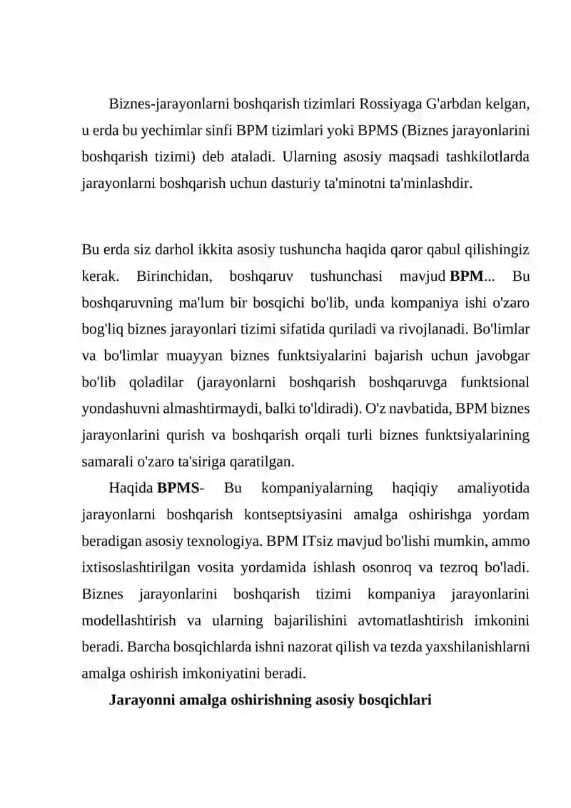 Biznes jarayonlarini boshqarish tizimlari 2