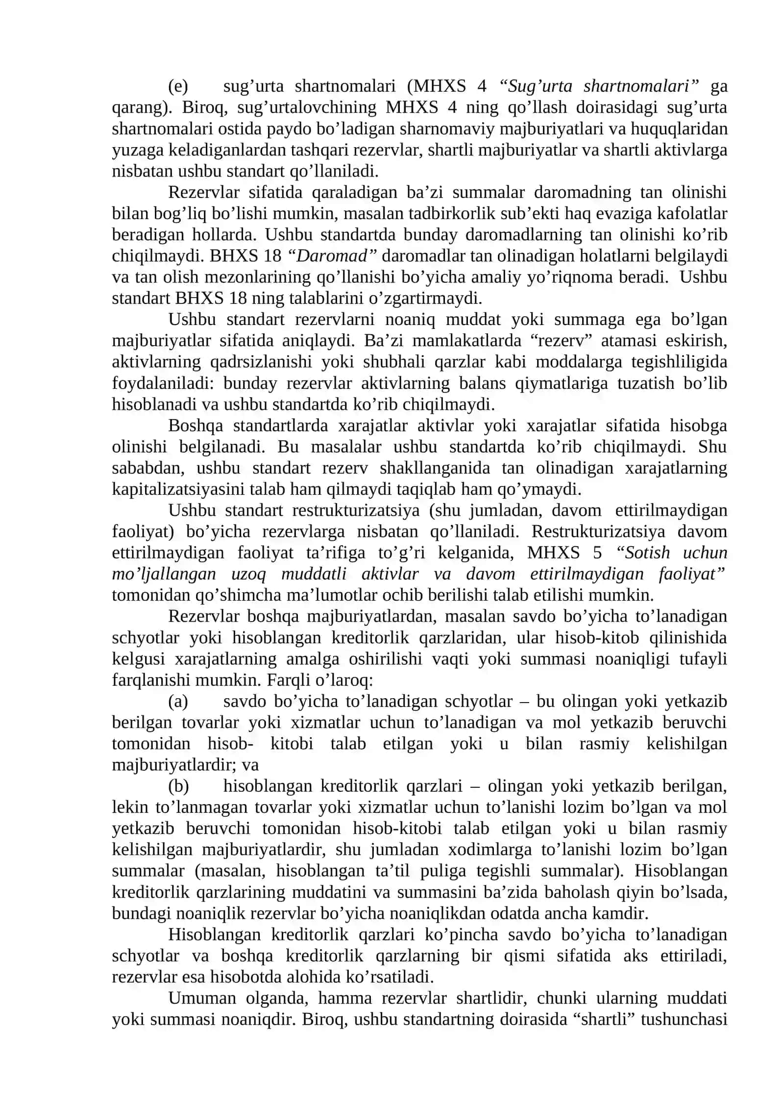 Moliyaviy hisobotlar xalqaro standartlari talablariga muvofiq nomoliyaviy majburiyatlar hisobi va ularning tavsifi 2