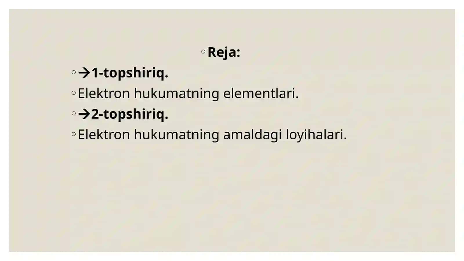 Elektron hukumatning elementlari va amaldagi loyihalari. 2