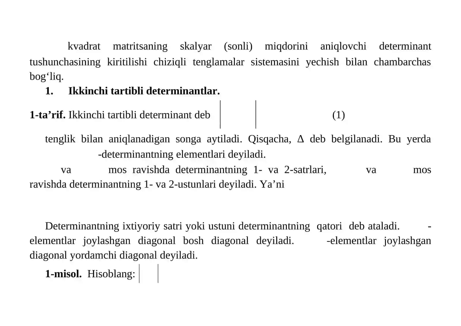 Determinantlar nazariyasi 2