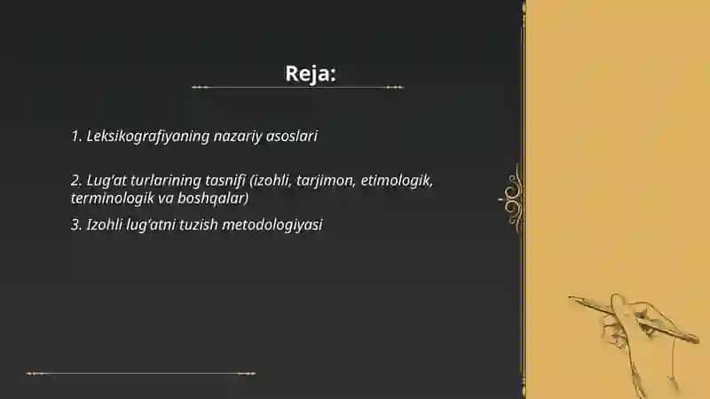 Leksikografiya tilshunoslikning lugʻatchilik bilan shugʻullanuvchi sohasi 2