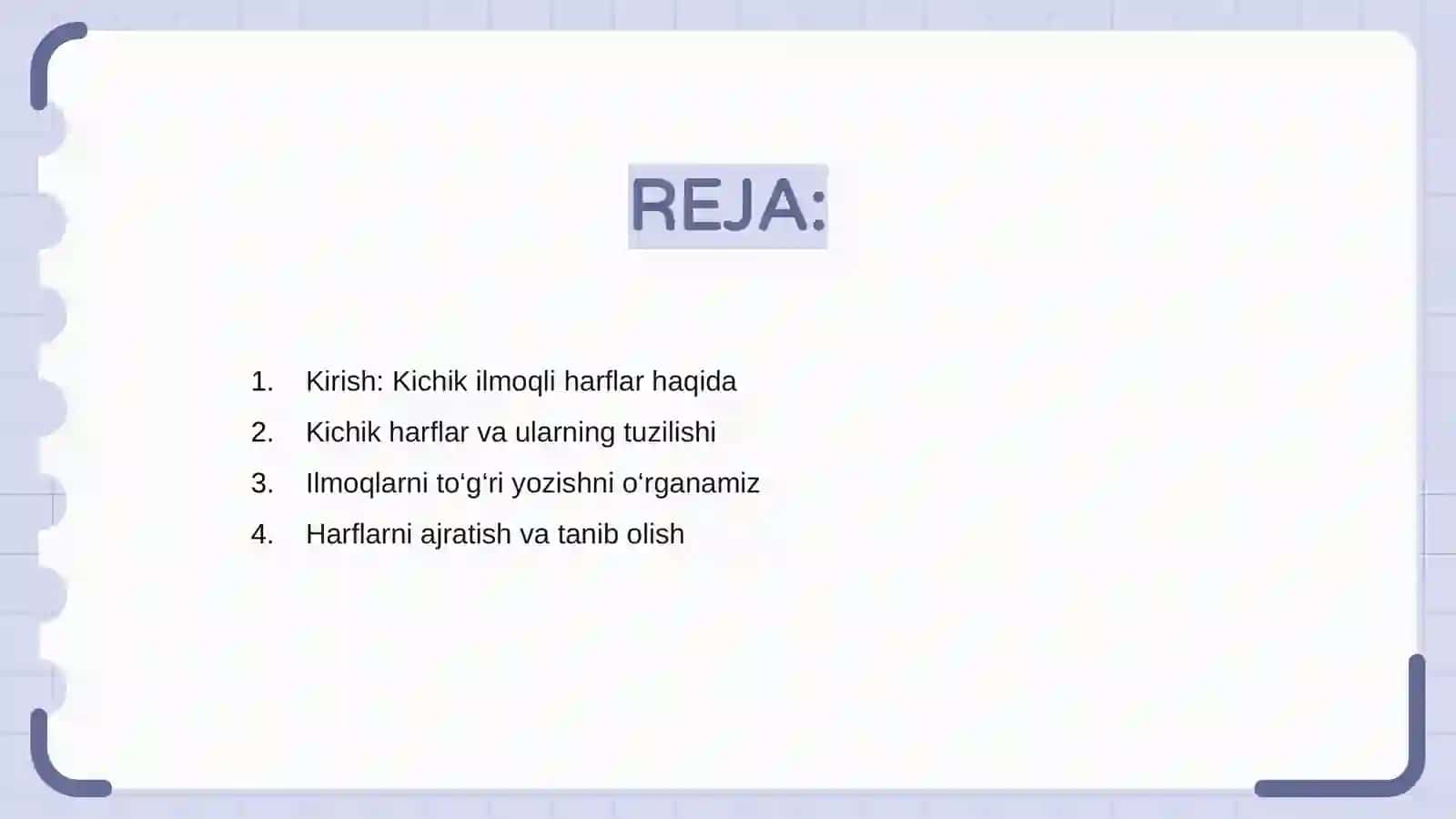 Kichik ilmoqli harflarni o'rgatish 2