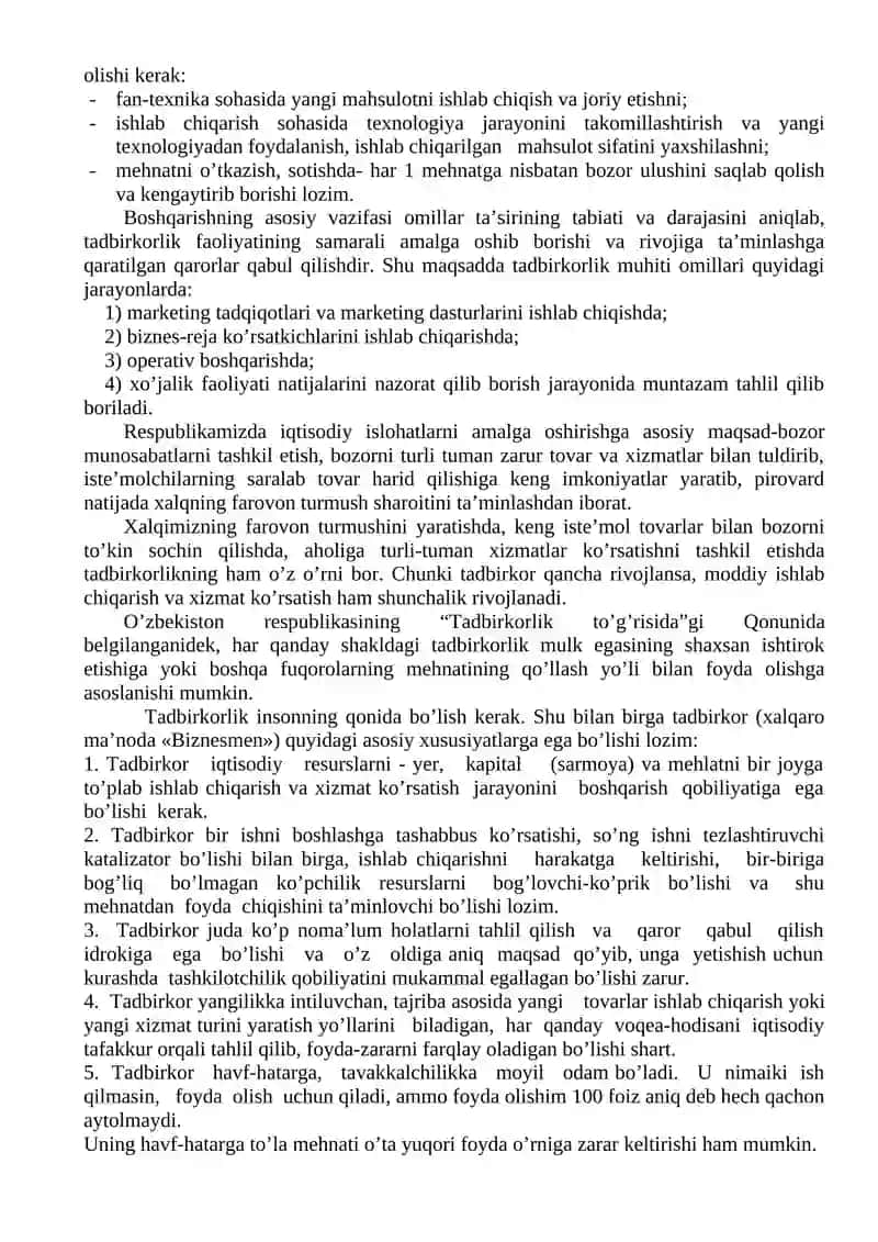 Tadbirkorlik uchun zarur bo'lgan qobiliyatlar 2