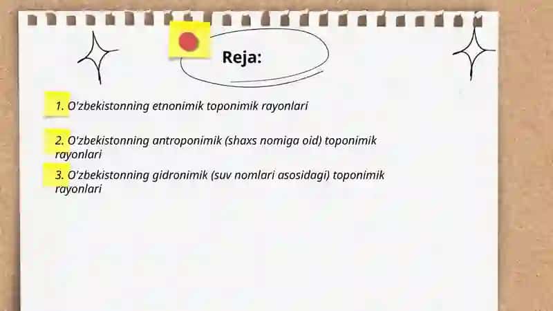 O'zbekistonning toponimik rayonlari 2