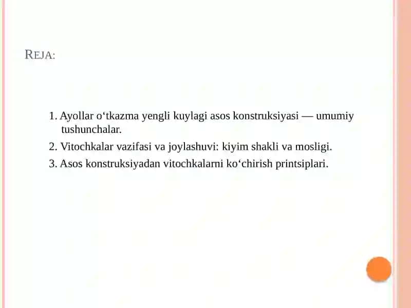 Ayollar oʻtqazma yengli kuylagi asos konstruksiyasi 2