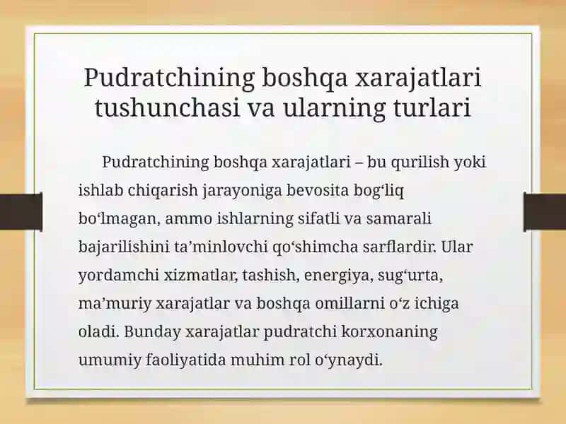 Pudratchining boshqa xarajatlari 2