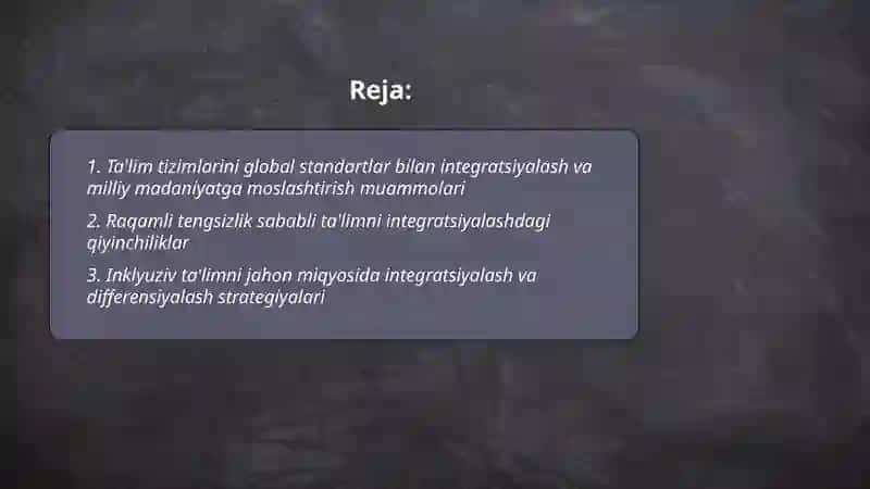 Jahon mamlakatlarida ta'limni integratsiyalash va differensiyalashtirish muammolari 2