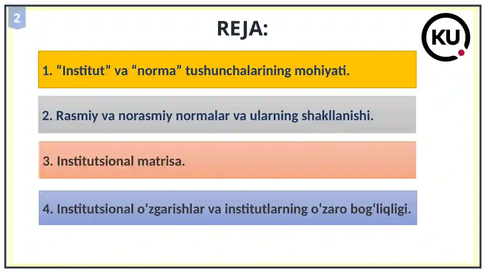 Amaliy mashg’ulot: Institutlar va ularning jamiyat rivojlanishidagi roli 2