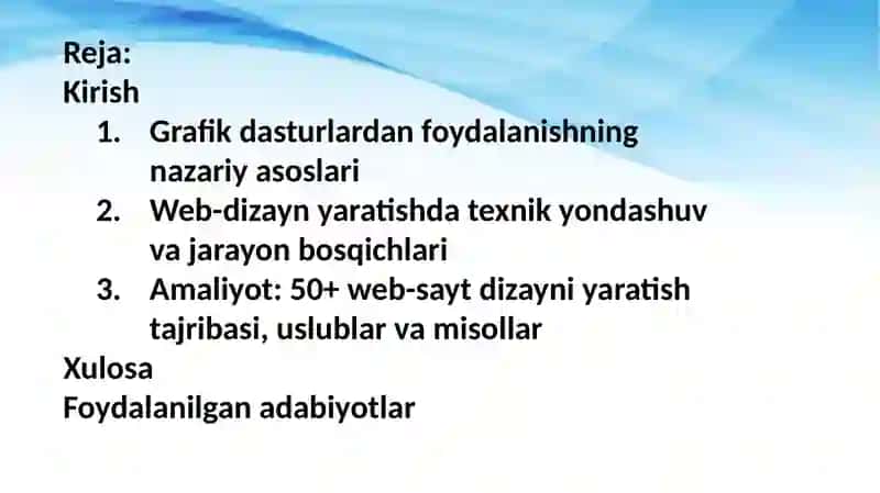 Grafik dasturlar yordamida 50 dan ortiq web-sayt uchun dizayn yaratish 2