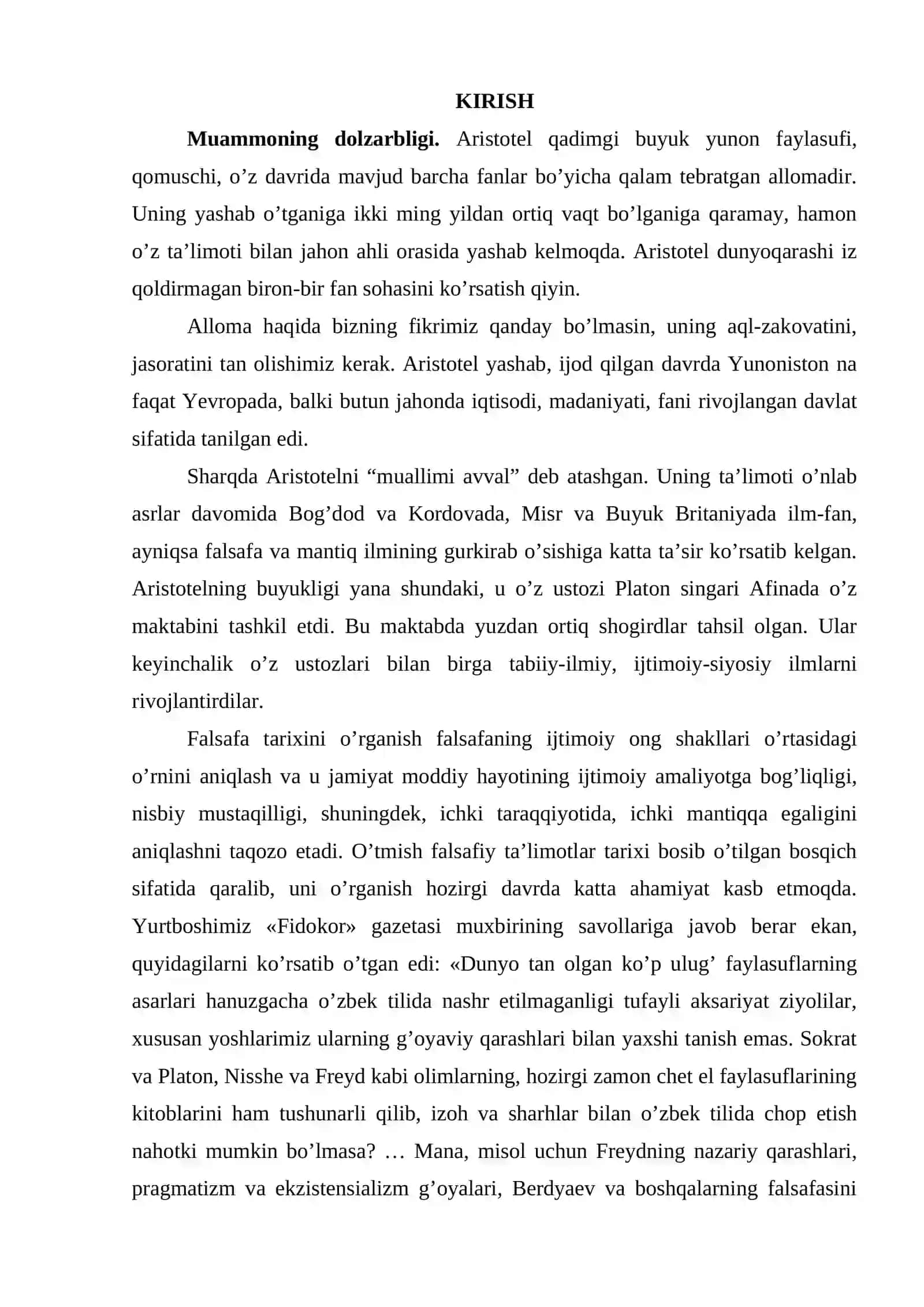 Aristotelning borliq haqidagi ta’limotining sharqqa tarqalishi 2