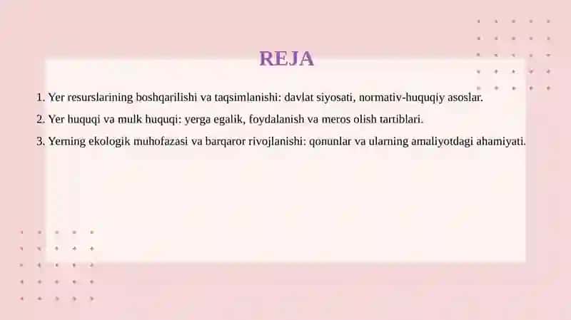 O‘zbekiston Respublikasining Yer to‘g‘risidagi kodekslari. 2