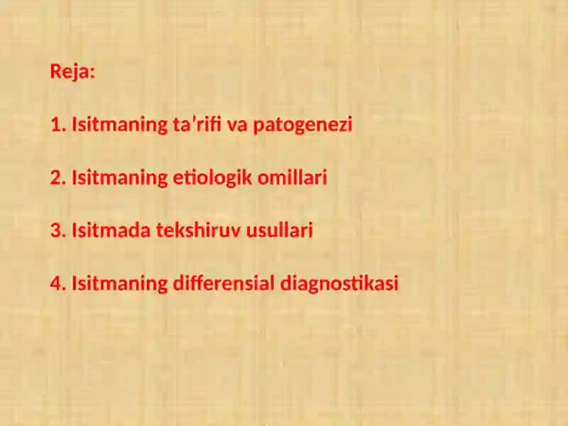 Isitma: Patogenez, Etiologiya va Diferensial Diagnostika 2