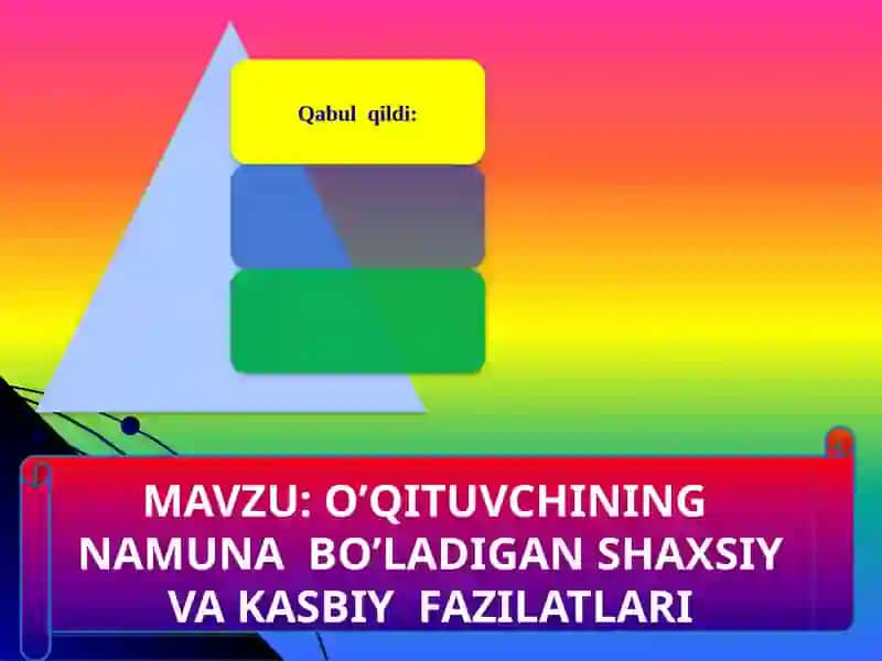 O’QITUVCHINING NAMUNA BO’LADIGAN SHAXSIY VA KASBIY FAZILATLARI 2