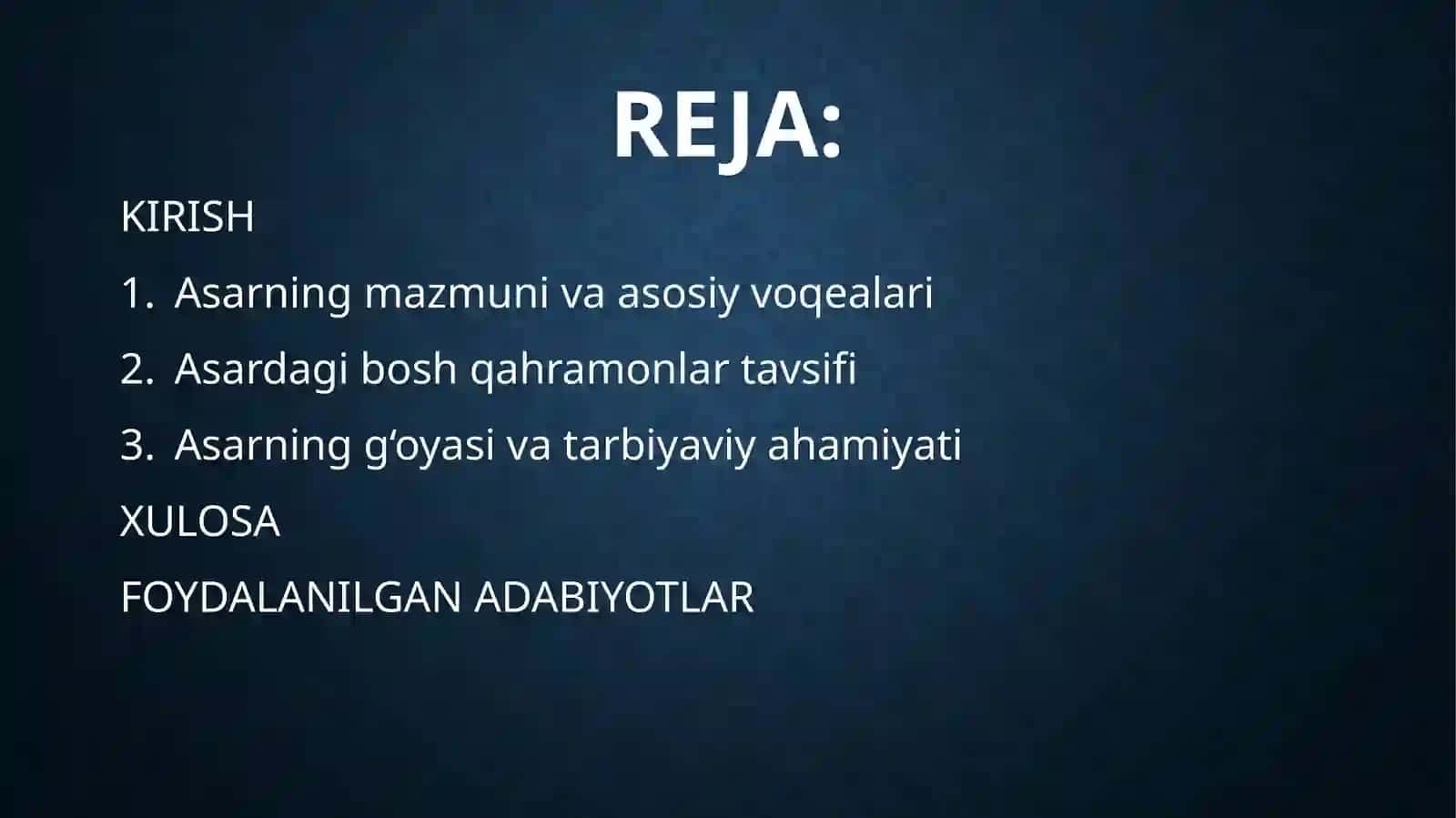 Chingiz aytmatovning sarvqomat dilbarim asari haqidamavzusidagi tayyorlagan MUSTAQIL ISHI 2