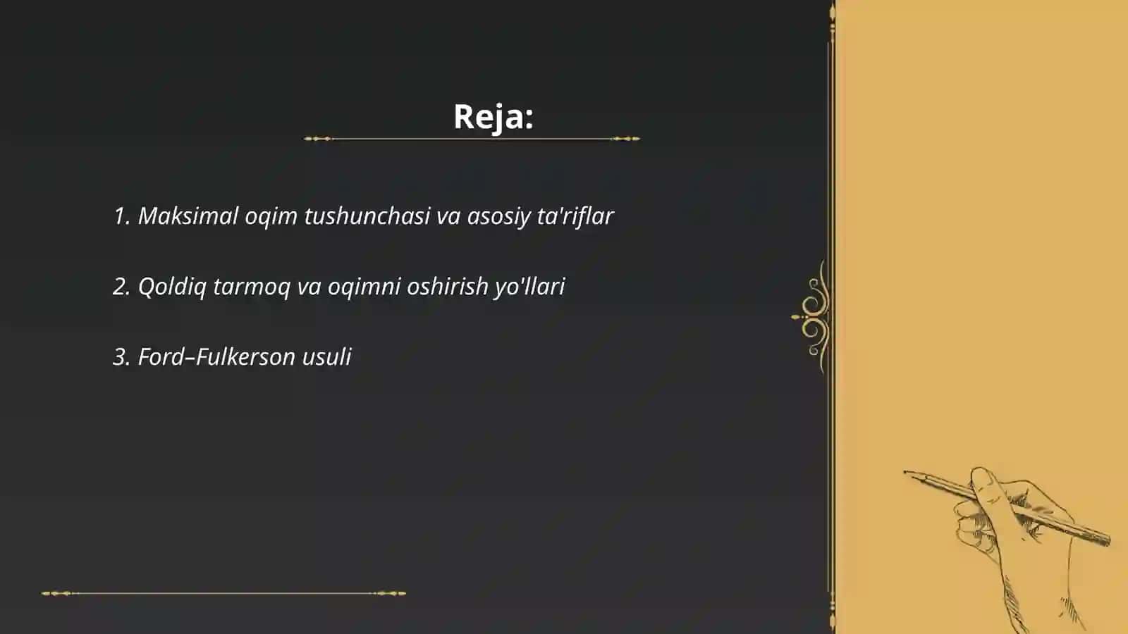Maksimal oqim topish masalasi 2