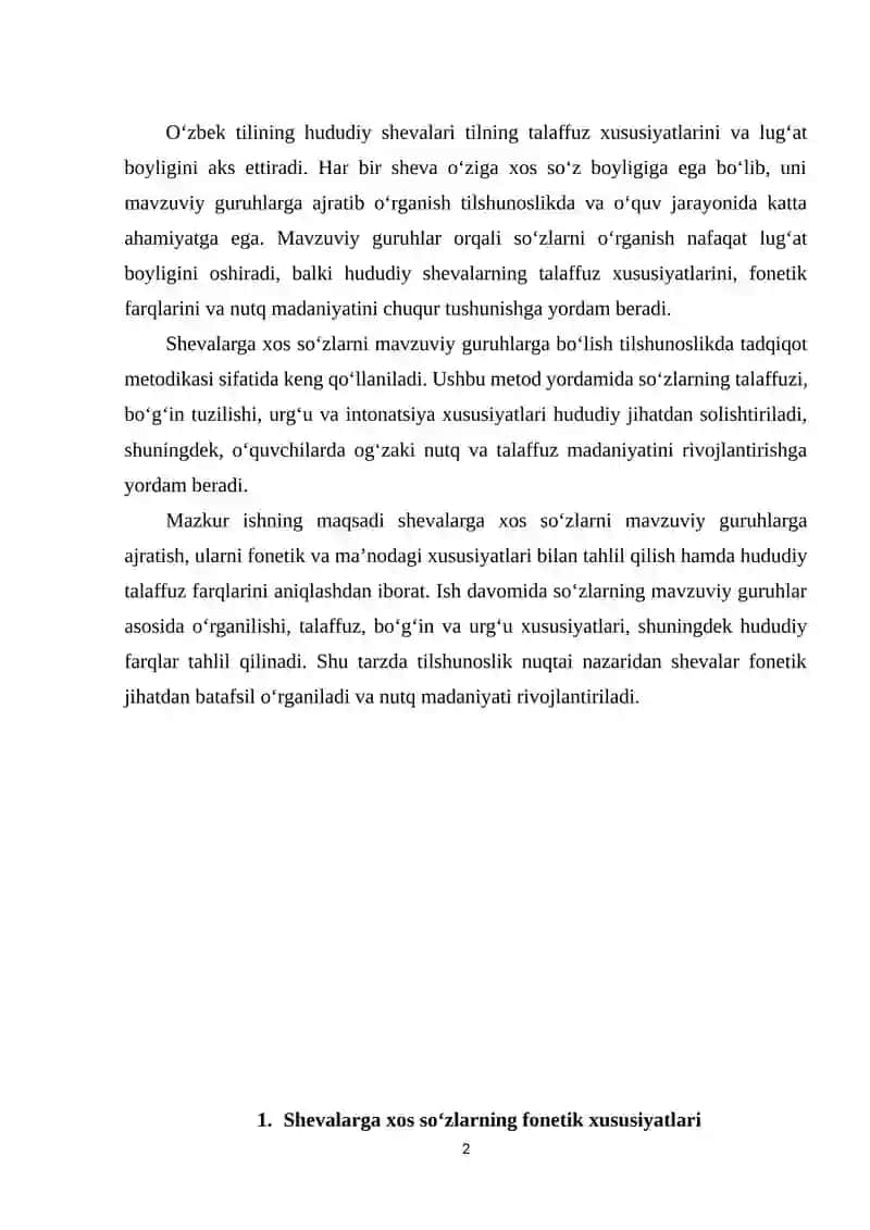 Shevalarga xos so‘zlarni mavzuviy guruhlarga bo‘lib o‘rganish 2