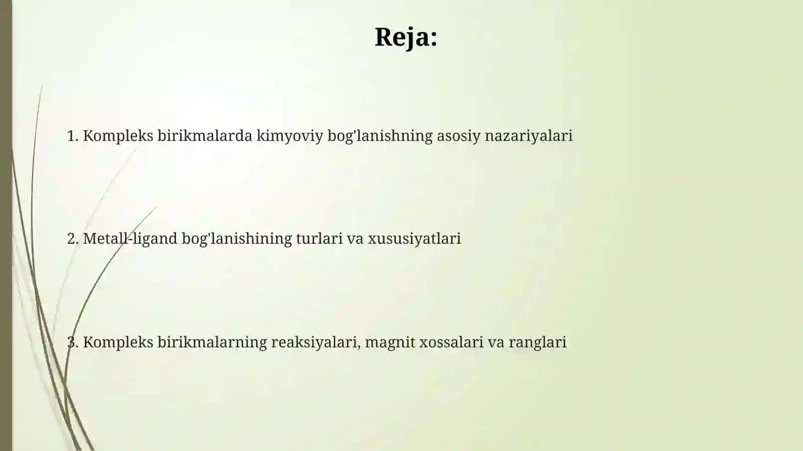 Murakkab birikmalardagi kimyoviy bogʻlanish tabiatini tushuntirish 2