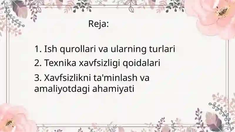 Boshlangich sinf texnologiya darslarida amaliy ish turlari. Ish qurollaridan foydalanishda texnika xavfsizligi qoidalari 2
