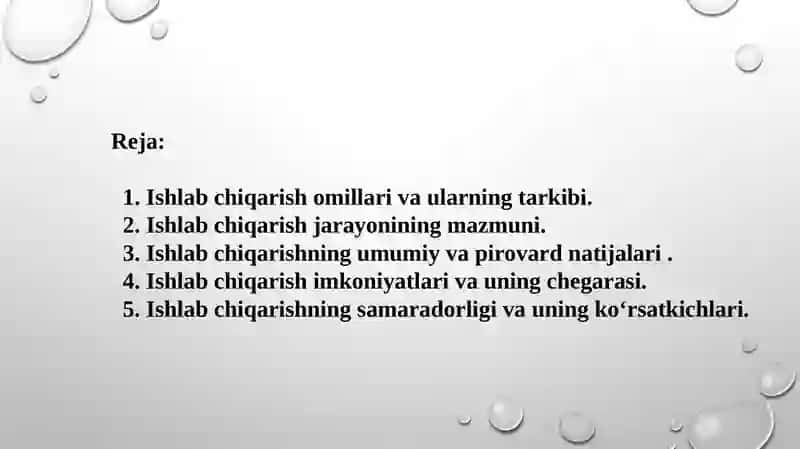 ISHLAB CHIQARISH JARAYONI VA UNING NATIJALARI 2