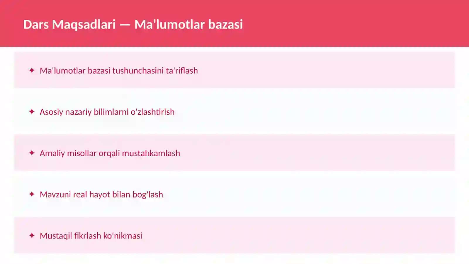 O'qituvchilar va talabalar uchun dars ishlanma 2