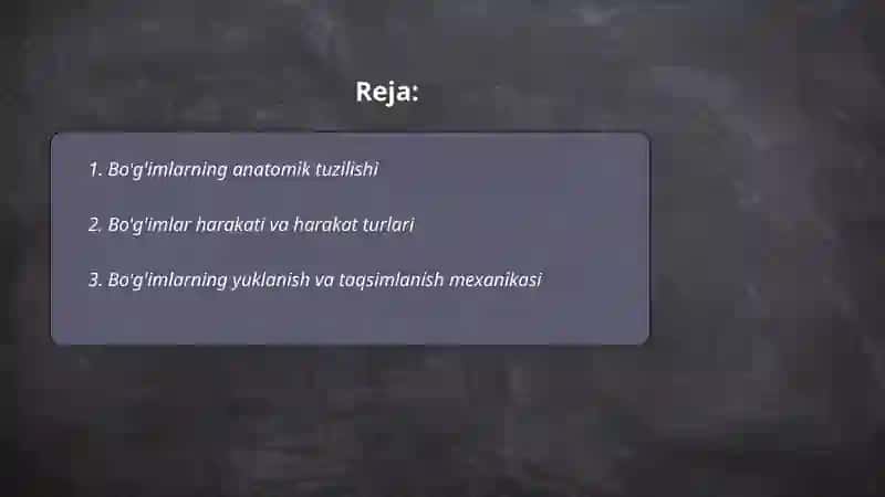 Bo'g'imlarning biomexanikasi 2