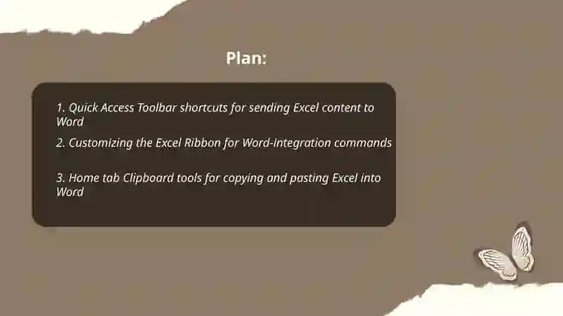 Microsoft Excel toolbar. Integrating Word and Excel 2